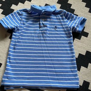 Kids size 6 blue and white striped Polo
